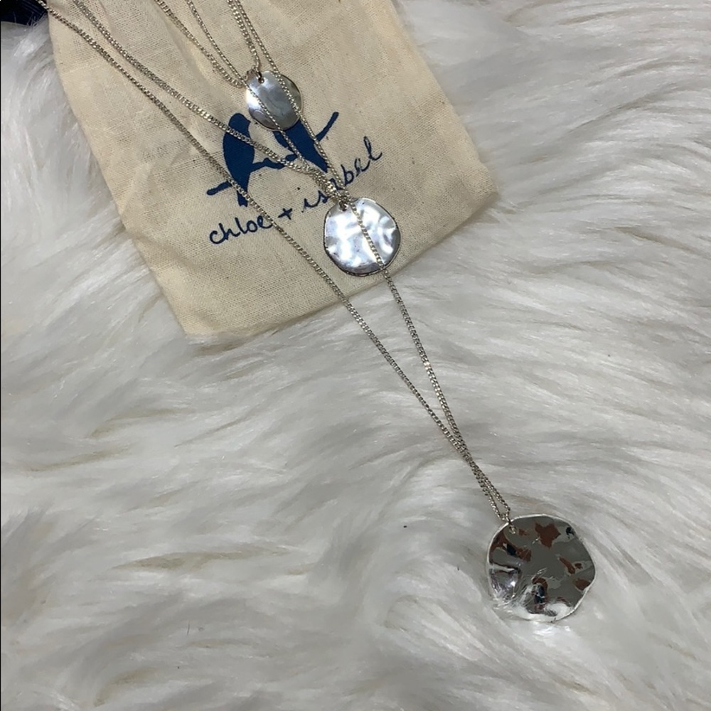 Chloe + Isabel 3 layer silver disc chain necklace